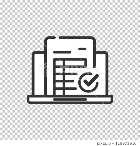 Line icon (black and white) of tax return completion with e-Tax 118973910