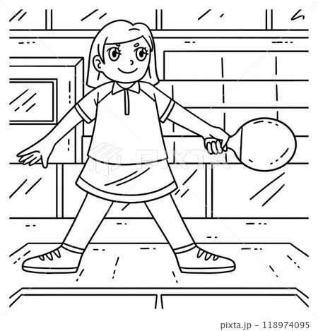Female Table Tennis Player Ready to Play Coloring Female Table Tennis Player Ready to Play Coloring 118974095