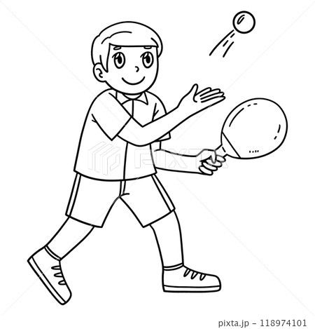 Table Tennis Player doing a Toss Serve Isolated  118974101