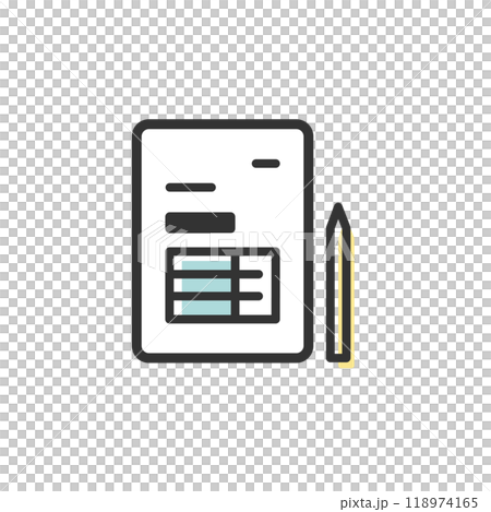 請求書や注文書などの書類とペンのアイコン(版ずれカラー) 請求書や注文書などの書類とペンのアイコン(版ずれカラー) 118974165