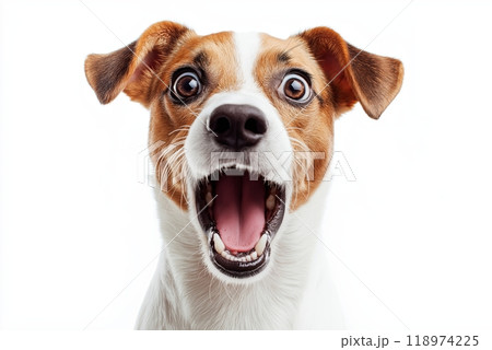 An Excited Dog Looks Up with a Happy Expression that Is Truly Endearing and Joyful 118974225