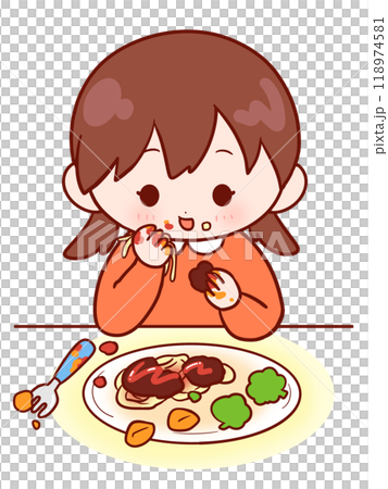 Girl eating with her hands 118974581