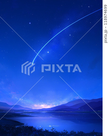 飛行機が飛び立ったあとの夜空の風景 118974699