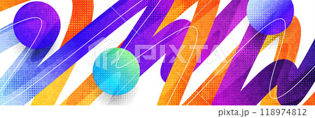 Modern and Vibrant Background with Colorful Shapes and Halftone Effect. For Banner or Cover Design 118974812