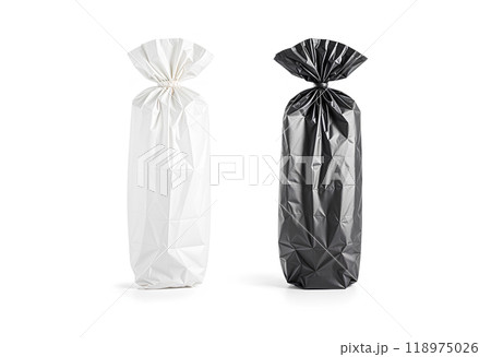 Blank black and white bread cellophane pack mockup, no gravity. 118975026
