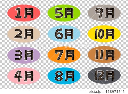 12 個月圖示(僅限文字) 12 個月圖示(僅限文字) 118975243