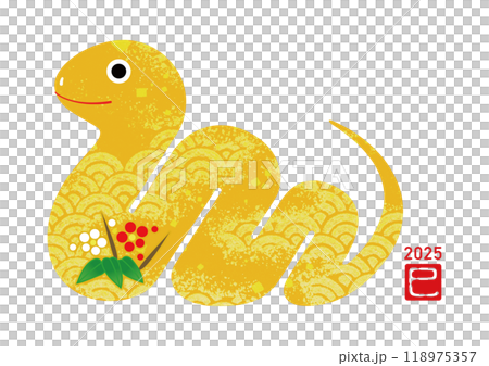2025年新年賀卡蛇年插畫 2025年新年賀卡蛇年插畫 118975357