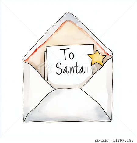 Illustration of an envelope with the words "To Santa" written on it with a white background. Illustration of an envelope with the words "To Santa" written on it with a white background. 118976186