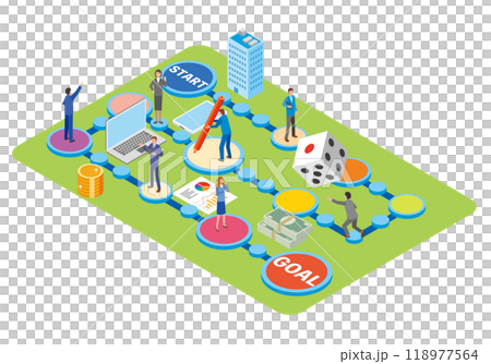 Illustration of a sugoroku game and business Illustration of a sugoroku game and business 118977564