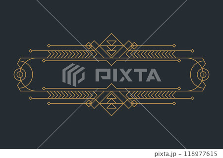 Art deco frames, golden elegant antique borders, decorative game buttons or labels isolated on dark background Art deco frames, golden elegant antique borders, decorative game buttons or labels isolated on dark background 118977615