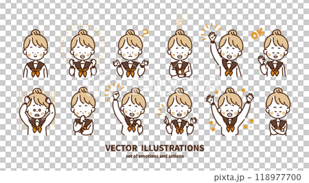 Upper body pose illustration set (girl) 118977700