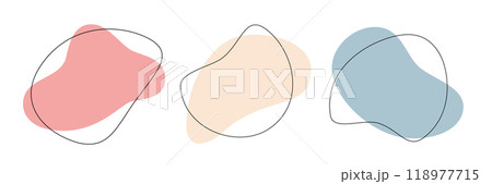 Color liquid irregular amoeba blob shapes vector collection isolated on white background. Pastel colors fluid bobble blotch forms set, deform drops graphic elements 118977715