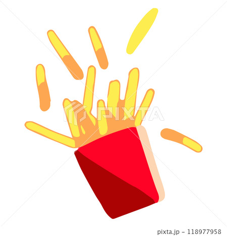 舞い上がるフライドポテトのイラスト 118977958
