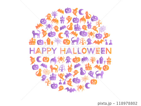 ハロウィン模様の円形アイコンイラスト ハロウィン模様の円形アイコンイラスト 118978802