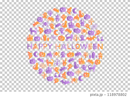 ハロウィン模様の円形アイコンイラスト ハロウィン模様の円形アイコンイラスト 118978802