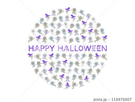 ハロウィンのお化け模様円形アイコンイラスト ハロウィンのお化け模様円形アイコンイラスト 118978807