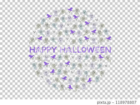 ハロウィンのお化け模様円形アイコンイラスト ハロウィンのお化け模様円形アイコンイラスト 118978807