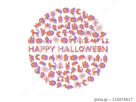 ハロウィン模様の円形アイコンイラスト 118978817