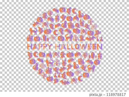 ハロウィン模様の円形アイコンイラスト 118978817
