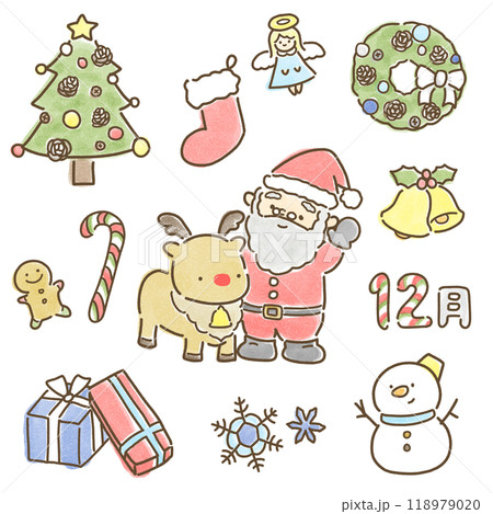 かわいいクリスマスのアイコンセット かわいいクリスマスのアイコンセット 118979020