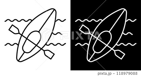 カヌー・カヤック・ボートの編集可能な線画アイコンイラスト 118979088