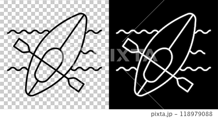 Editable line icon illustrations of canoes, kayaks and boats Editable line icon illustrations of canoes, kayaks and boats 118979088