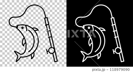 釣魚的可編輯線條畫圖示插圖 118979090
