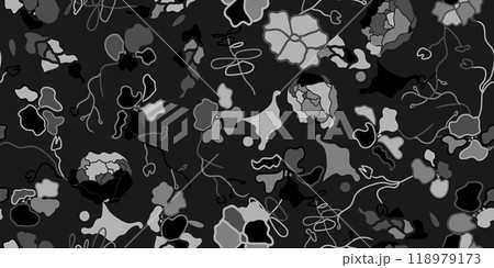 Hand drawn simple abstract flowers print. Trendy collage pattern. Fashionable template for design. . Vector illustration Hand drawn simple abstract flowers print. Trendy collage pattern. Fashionable template for design. . Vector illustration 118979173