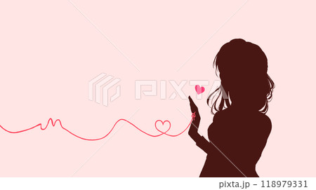 運命の赤い糸を結んだ女性 影絵 運命の赤い糸を結んだ女性 影絵 118979331