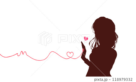 運命の赤い糸を結んだ女性　影絵 118979332