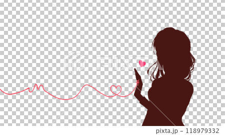運命の赤い糸を結んだ女性　影絵 118979332