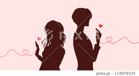 運命の赤い糸を結んだ男女　影絵 118979335