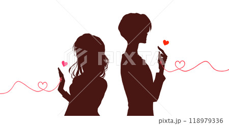 運命の赤い糸を結んだ男女　影絵 118979336