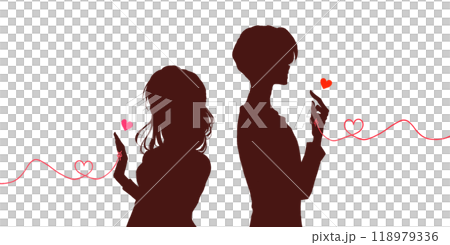 運命の赤い糸を結んだ男女　影絵 118979336