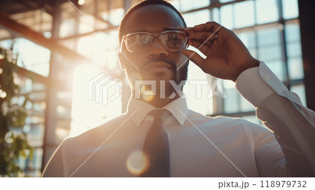 光と眼鏡のビジネスシーン 118979732