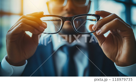 光と眼鏡のビジネスシーン 光と眼鏡のビジネスシーン 118979735