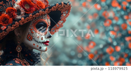 Day of the Dead background, remembering the departed, space for text Day of the Dead background, remembering the departed, space for text 118979925