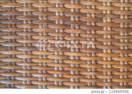 Brown traditional braided woven rattan texture background Brown traditional braided woven rattan texture background 118980508