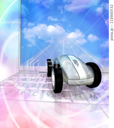 パソコンに向かってマウスで入力する パソコンに向かってマウスで入力する 118980532