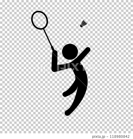Person playing badminton silhouette 118980842
