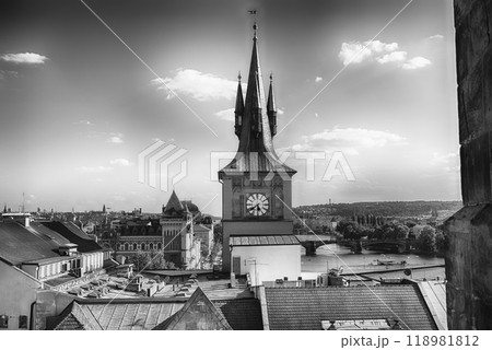Panoramic view of Prague's rooftops, Czech Republic 118981812