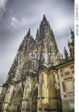 St. Vitus Cathedral showing off its impressive gothic architecture, Prague St. Vitus Cathedral showing off its impressive gothic architecture, Prague 118981817