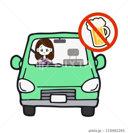 車を運転する女性 飲酒禁止マーク 車を運転する女性 飲酒禁止マーク 118982265