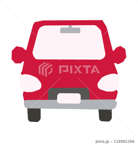 正面からみたシンプルな赤い自動車 118982266