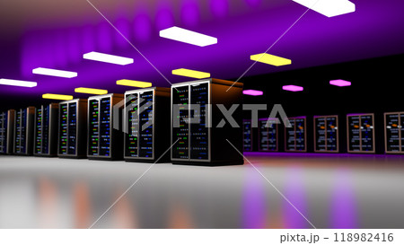 Server. Room servers data center. Backup, mining, hosting, mainframe, farm and computer rack with storage information. Server room data center. 3d render Server. Room servers data center. Backup, mining, hosting, mainframe, farm and computer rack with storage information. Server room data center. 3d render 118982416