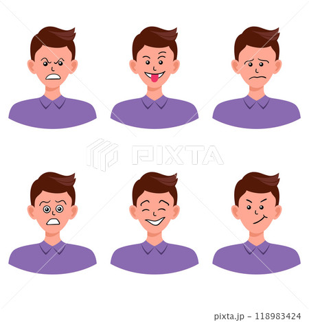 Portraits of man. Boy Avatar. Male emotions. Portraits of man. Boy Avatar. Male emotions. 118983424