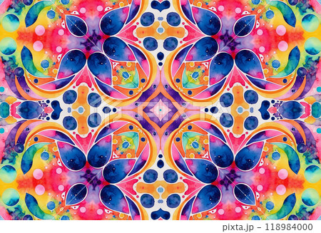 Watercolor background with bright colorful pattern 118984000