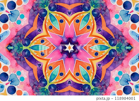 Watercolor background with bright colorful pattern 118984001