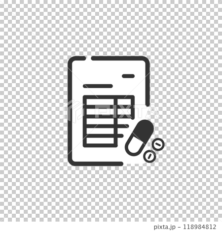 確定申告に必要な医療費控除のアイコン(白黒) 118984812