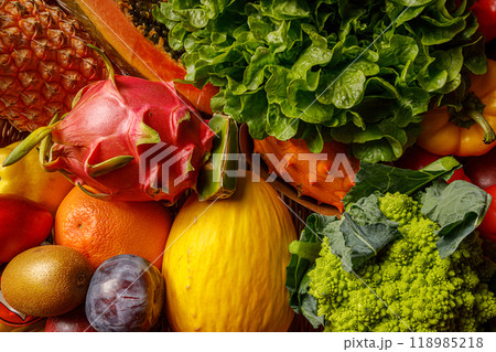 A Vibrant and Diverse Assortment of Fresh Fruits and Vegetables for Everyone to Enjoy A Vibrant and Diverse Assortment of Fresh Fruits and Vegetables for Everyone to Enjoy 118985218